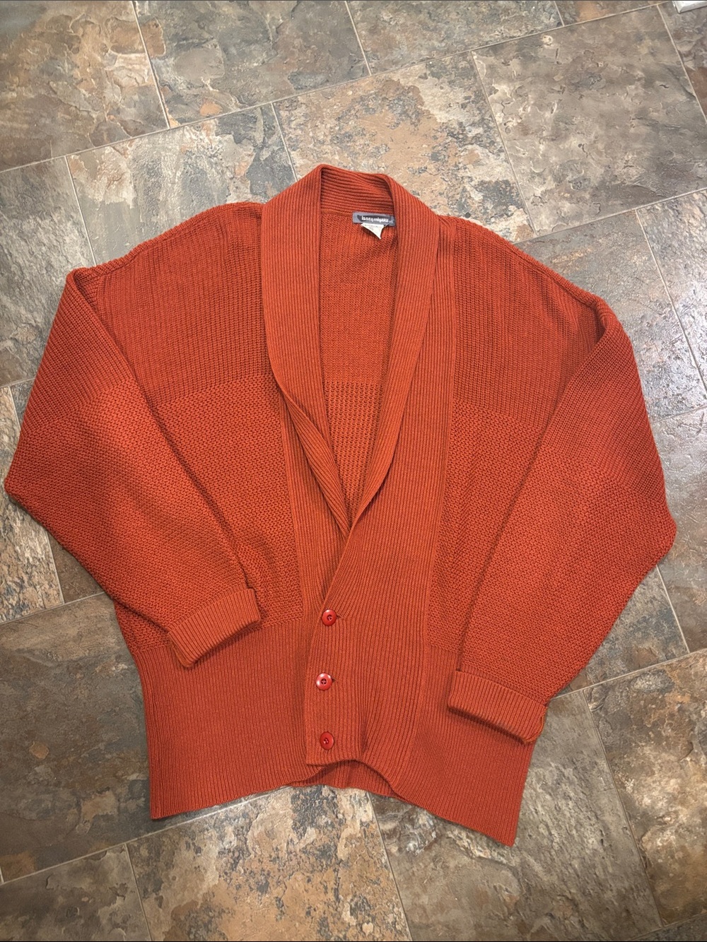 Vintage Issey Miyake Orange Knit Button Down Wool Blend Cardigan Men's Size M